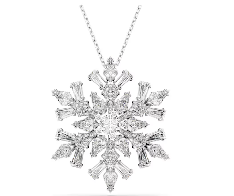 Idyllia Snowflake with Cystals Silver Pendant or Brooch