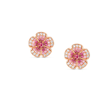 Crysalis: Sterling Silver Bi-Tone Rosegold Flower with CZ Stud Earrings