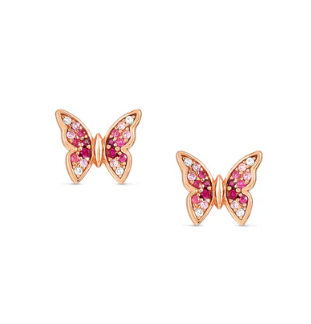 Crysalis: Sterling Silver Bi-Tone Rosegold Butterfly with CZ Stud Earrings