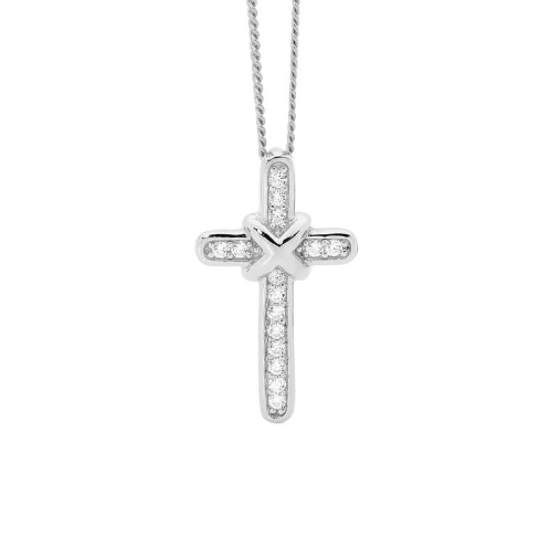 Cross with CZ Silver Pendant