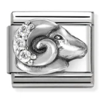 Zodiac - Aries with CZ Silver Charm