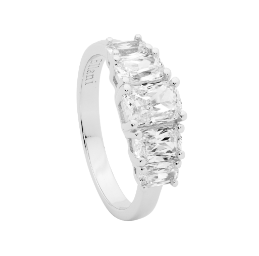 Ring - 5 Multi Size Cushion Cut White CZ Claw Set CZ Silver Ring