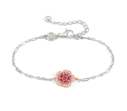 Crysalis: Sterling Silver Bi-Tone Rosegold Flower with CZ Bracelet