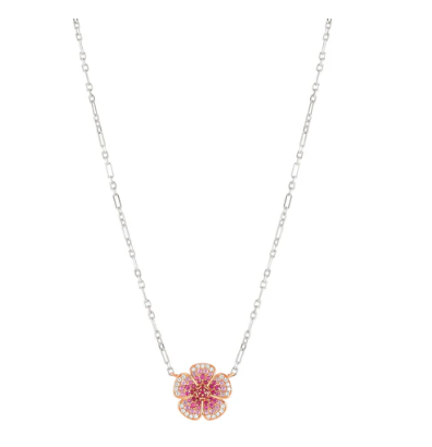 Crysalis: Sterling Silver Bi-Tone Rosegold Flower with CZ Necklace