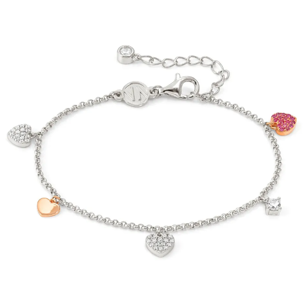 Lucentissima: Sterling Silver Rosegold CZ Heart Bracelet