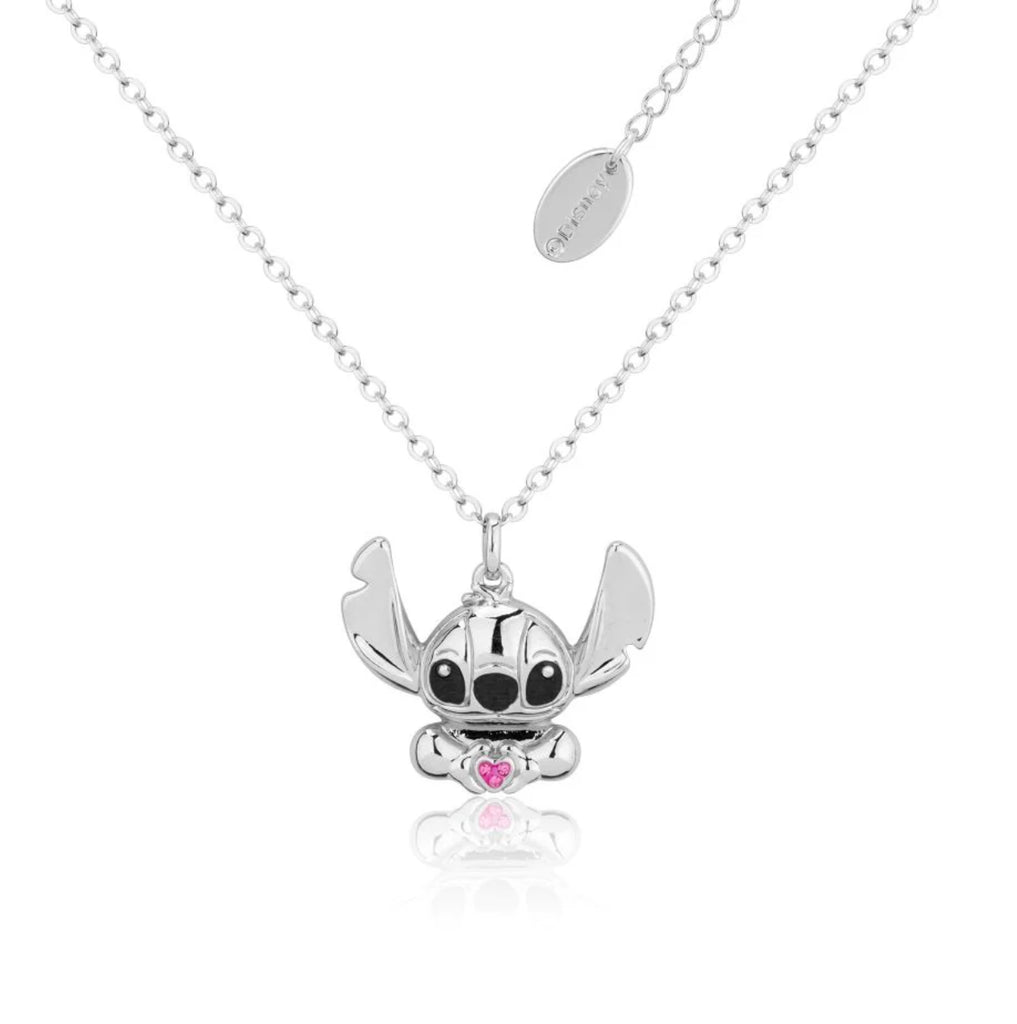 Disney - Lilo & Stitch Silver Crystal Heart - Necklace & Stud Earring