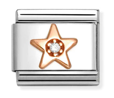 Symbol- Star with White CZ Rosegold Charm