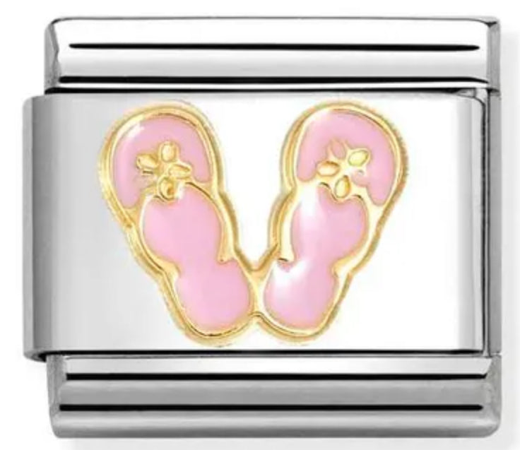 Travel - Flip Flops Pink Gold Charm