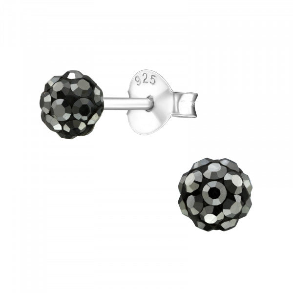 Crystal Black Ball Studs