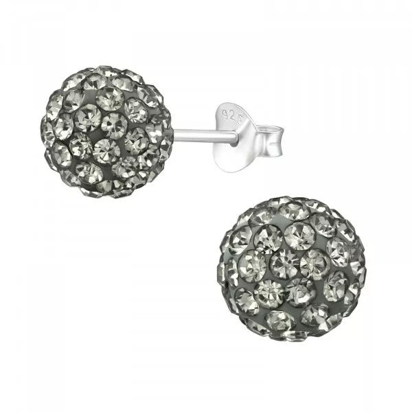 Crystal Grey Ball Studs