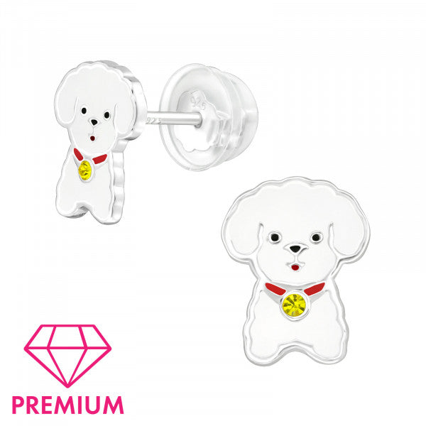 Children's Silver Dog Ear Studs