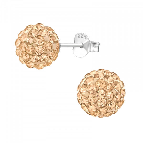 8mm Gold Crystal Ball Stud Earring