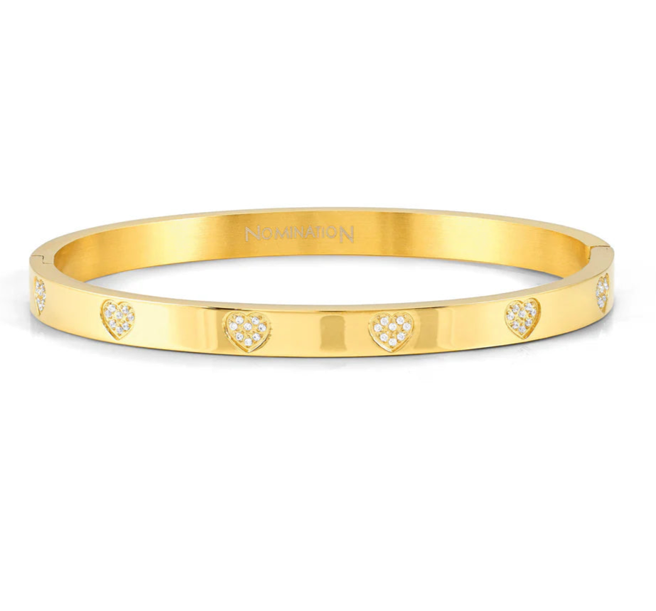 Pretty Bangles: Thick Gold Hearts with CZ