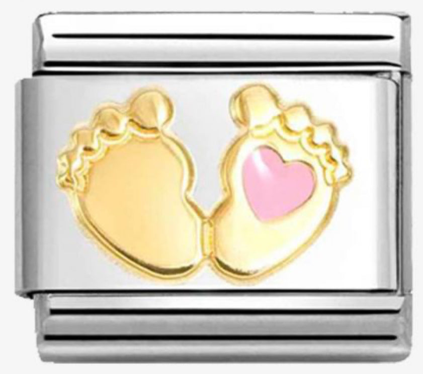 Baby - Heart Foot Pink Gold Charm