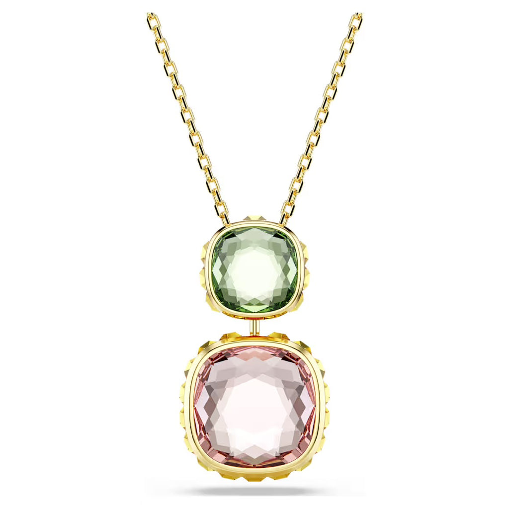 Chroma Multicoloured Cusion Cut Gold Pendant