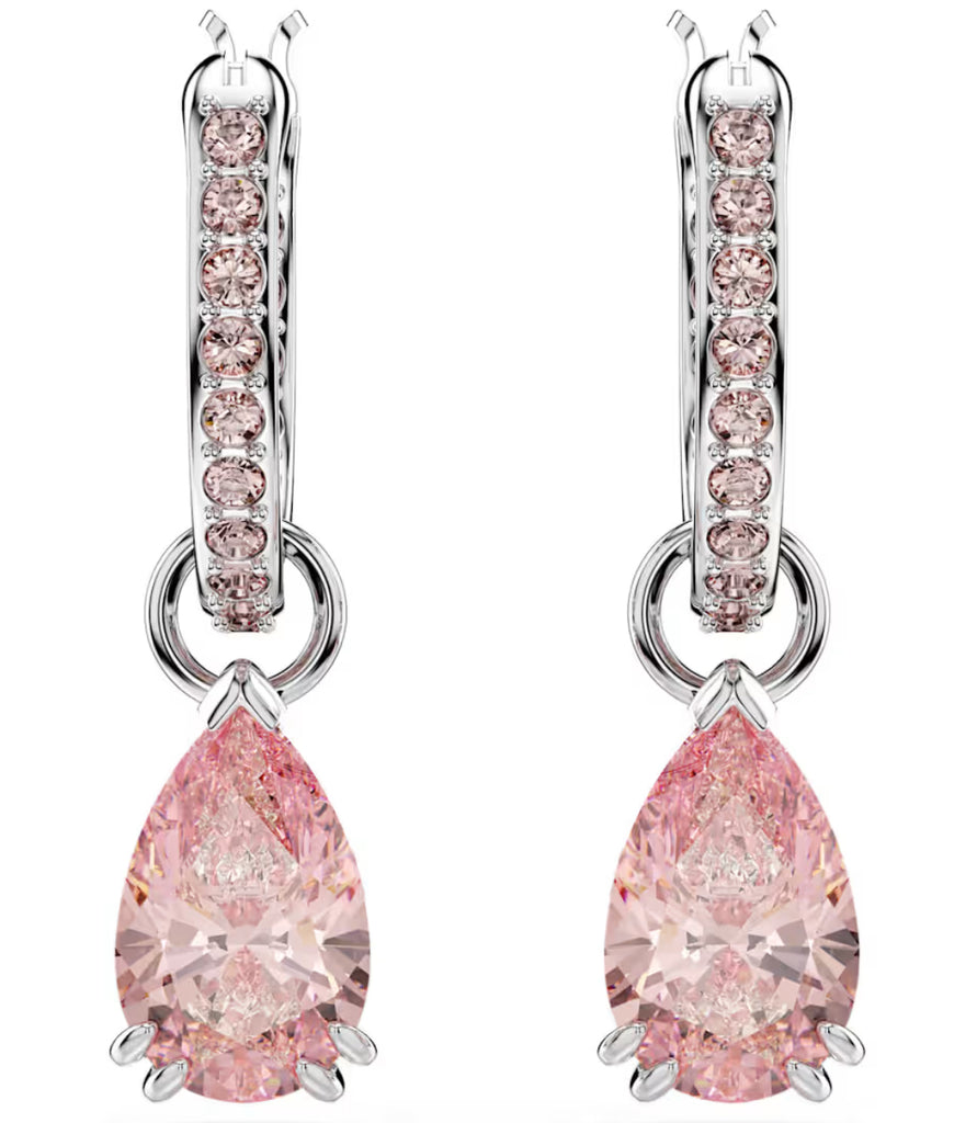 Attract Pear Pink Silver Drop Earrings