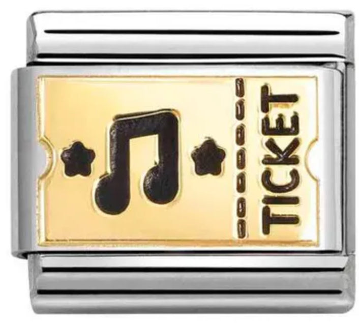 Hobbies - Concert Ticket Gold & Black Enamel Charm