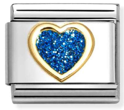 Glitter - Blue Heart Gold Charm