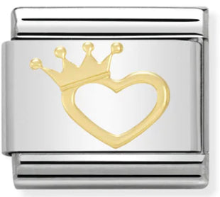 Love - Heart with Crown Gold Charm