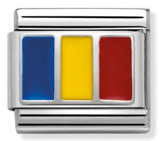 Flag - Romania Silver Flag Charm