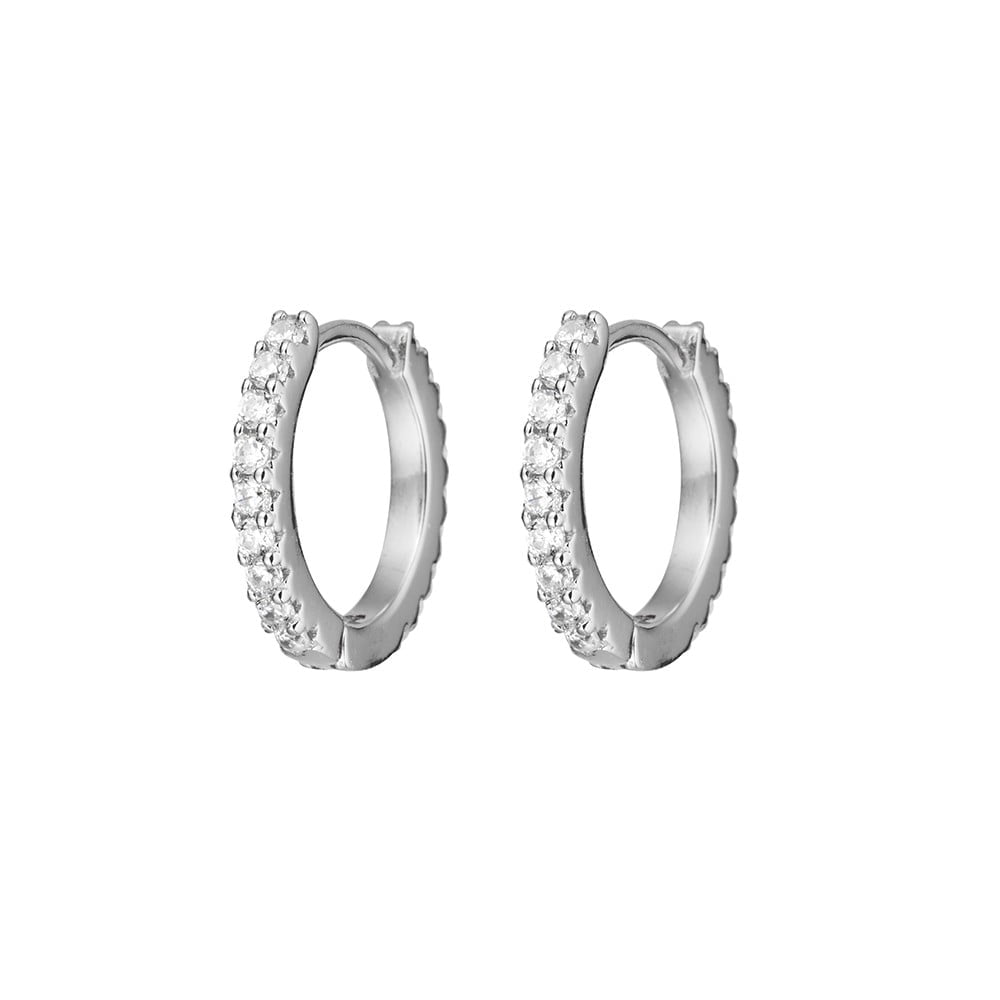 Earring - Silver & CZ Detailing Hoop