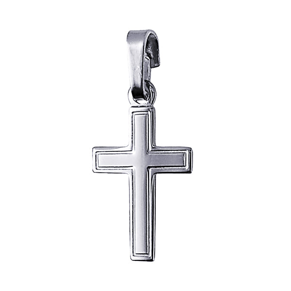 Flat Plain Fine Silver Cross With Border Line