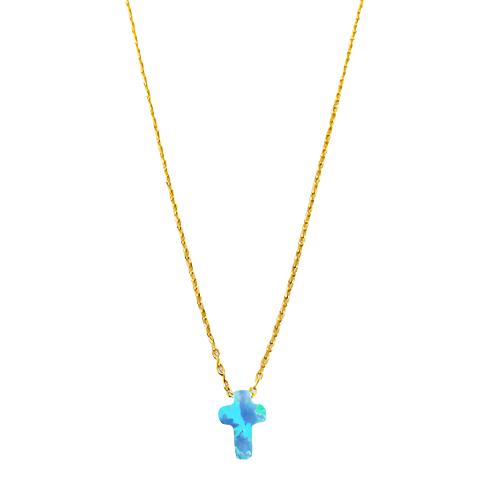 Necklace - Blue Opalite Cross  - 2 colours