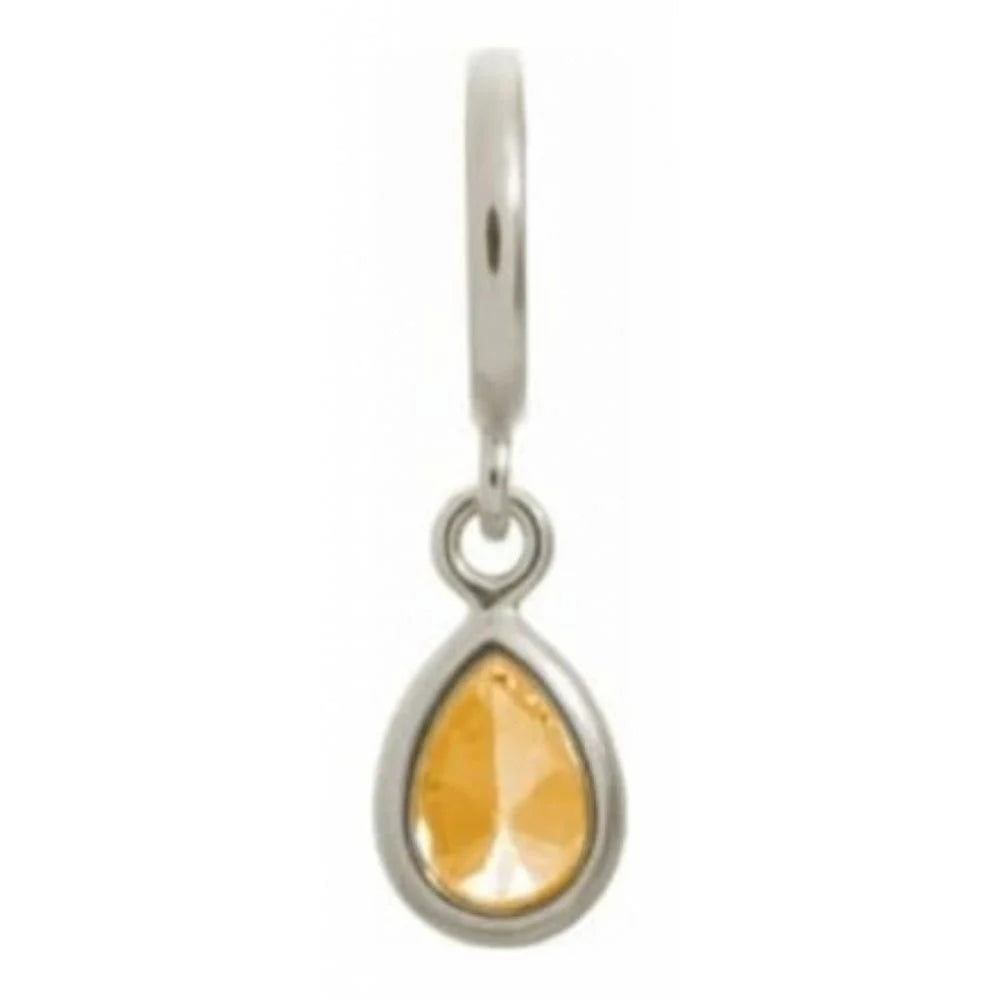 Endless Citrine CZ Drop Sterling Silver Charm