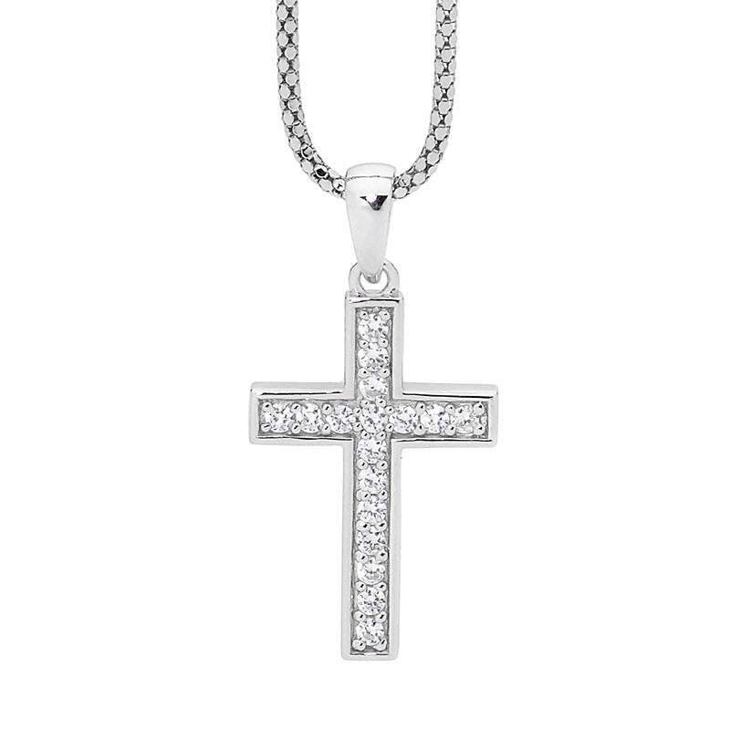 CZ Cross Silver Pendant