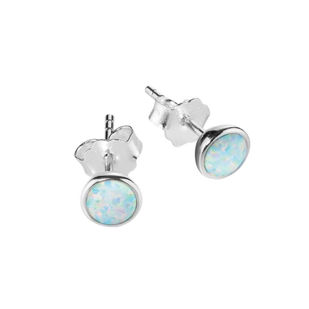 Earring - Silver Opalite Bezel Set Studs