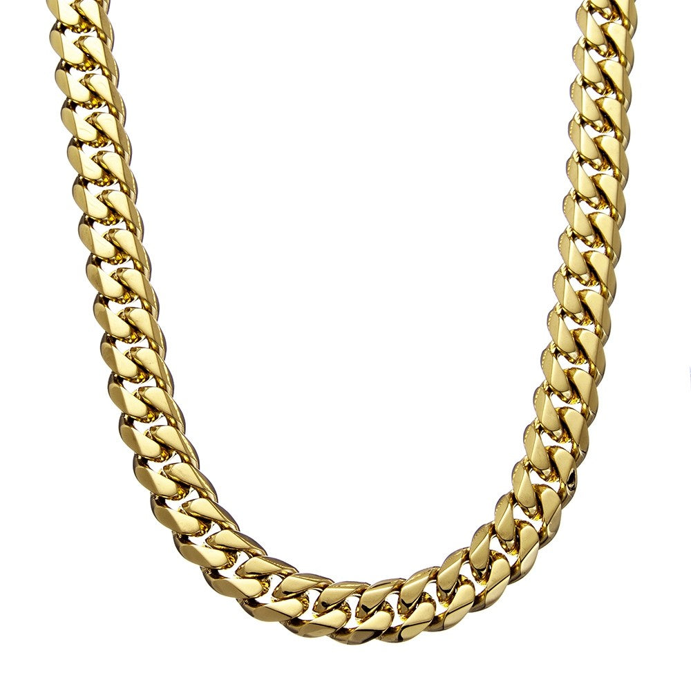 Men Necklace- Stainless Steel YGP 12mm Cuban Link – Forever Jewellery ...