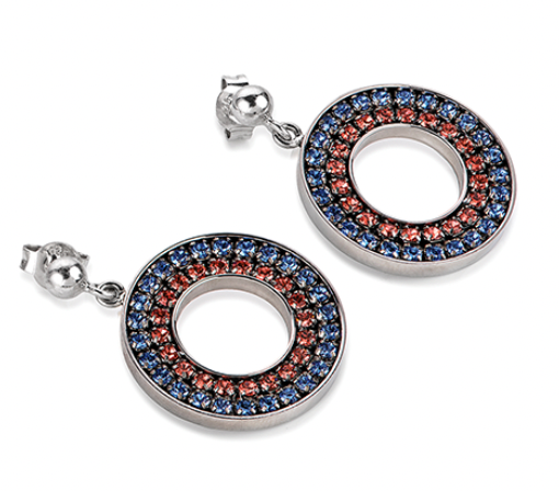 Navy Red Circle Earrings