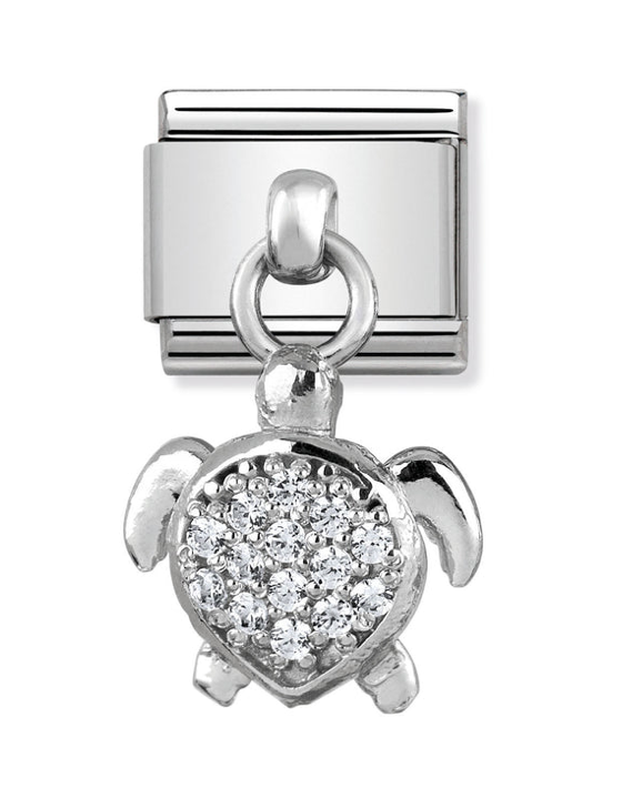 Dangle - Turtle CZ Silver Charm