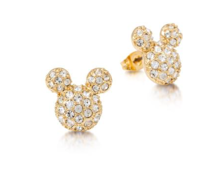 Mickey Mouse Head Studs with Pave Crystals & Titanium Posts - 2 colours