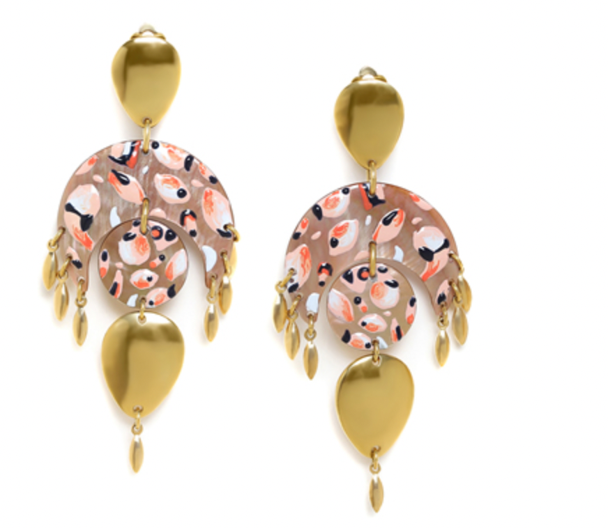 LEONA cresent shape brownlip earrings