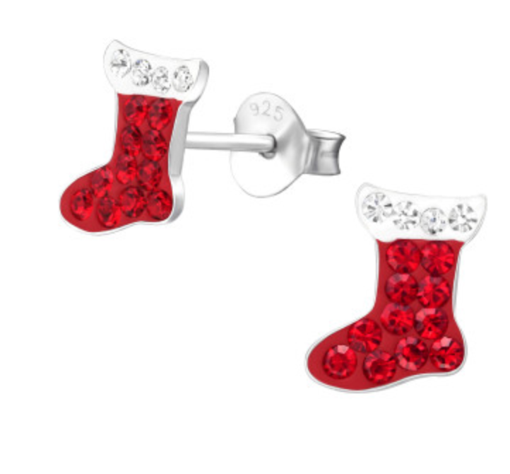 Christmas: Kids Stocking with CZ Stud Earrings