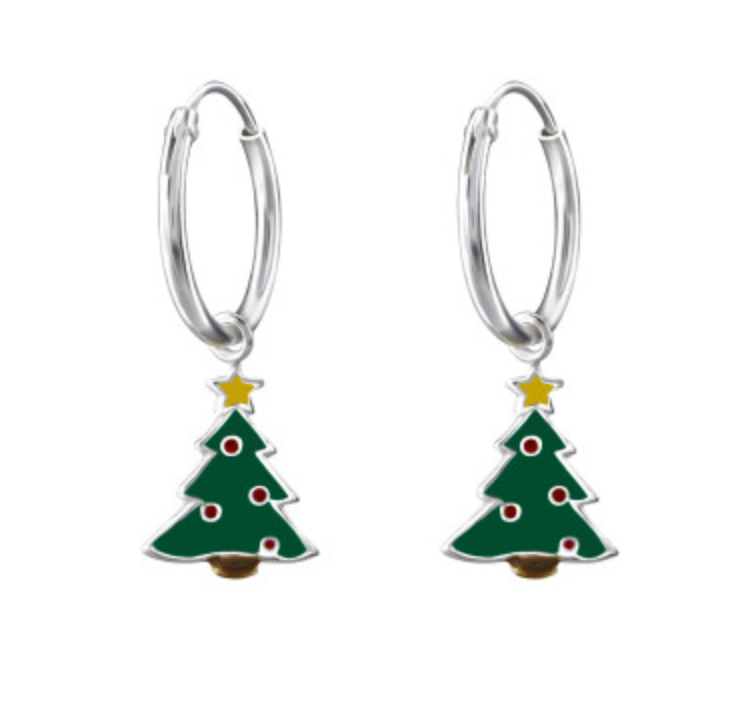 Christmas: Kids Tree Hoop Earrings