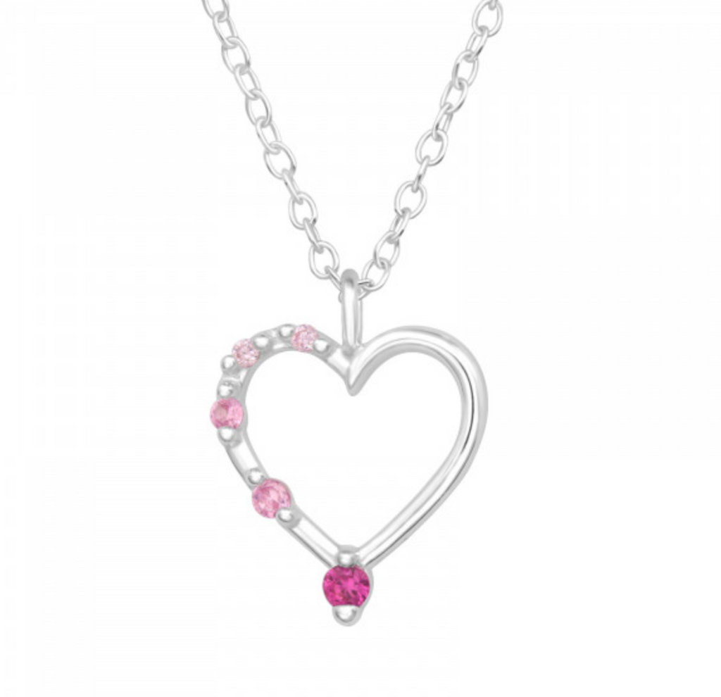 Kids Sterling Silver with Pink Cubic Zirconia Necklace