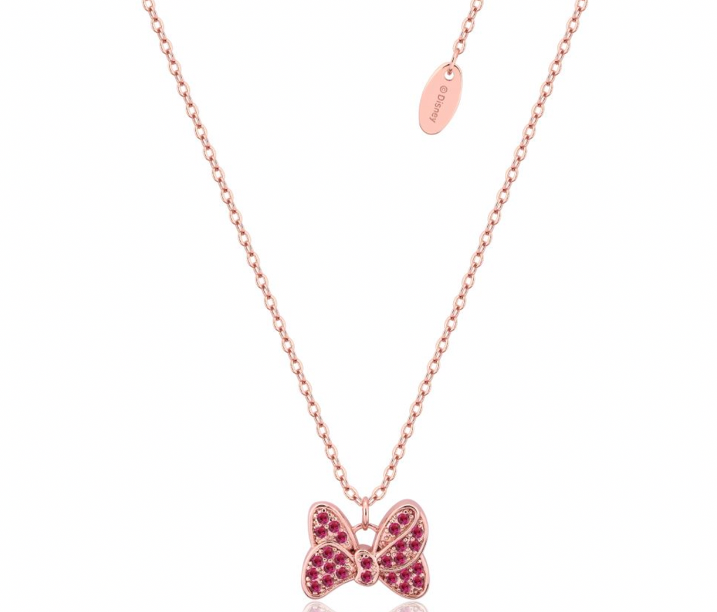 Precious Metal Minnie Mouse Red CZ Rosegold Necklace & Earring