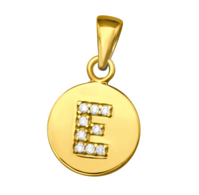 Initial ‘E’ Pendant - Silver or Gold