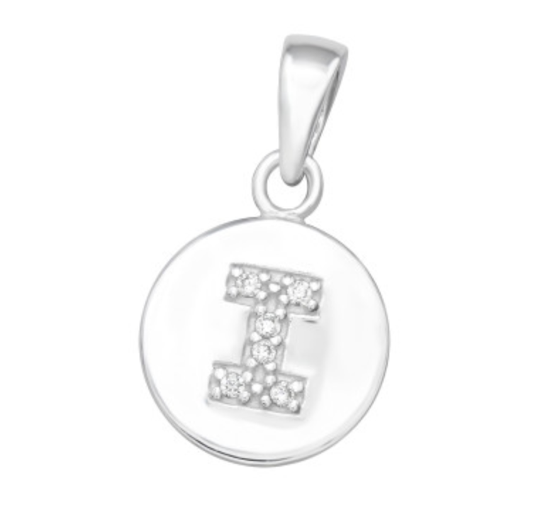 Initial ‘I’ Disc Pendant - Silver or Gold