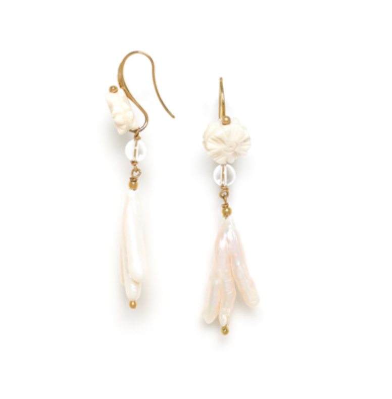 PONDICHERY hook earrings with fresh water pearl pendant