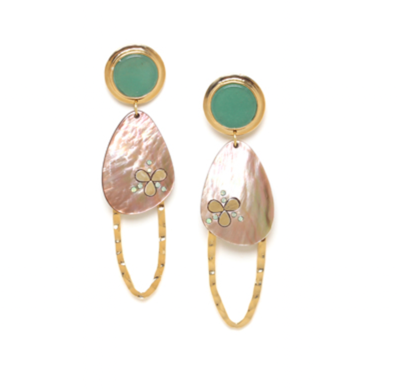 COLOMBINE *aventurine round top post earrings