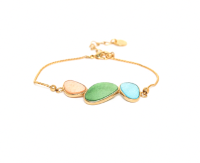 VICTOIRE 3 oval laminated capiz bracelet