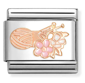 Hobbies - Ball of Wool with Flowers Rosegold & Enamel Charm