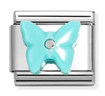 Animal - Turquoise Synthetic Stone Butterfly Silver Charm