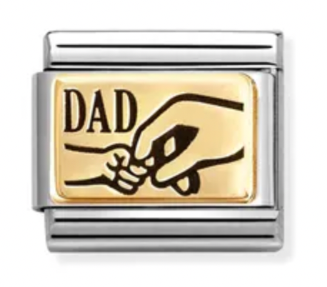 Family - Dad Hand Gold & Black Enamel Charm