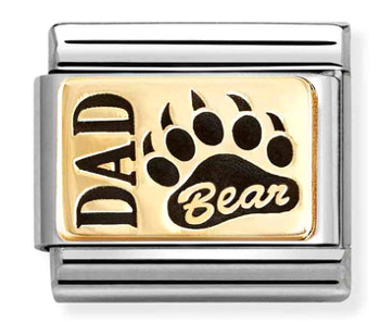 Family - Dad Bear Gold & Black Enamel Charm