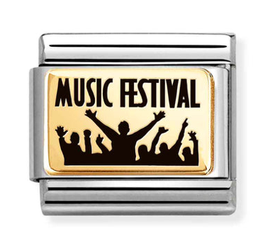 Hobbies - Music Festival Gold & Black Enamel Charm