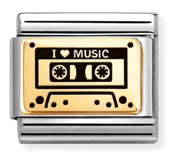 Hobbies - Audio Cassette Gold & Black Enamel Charm